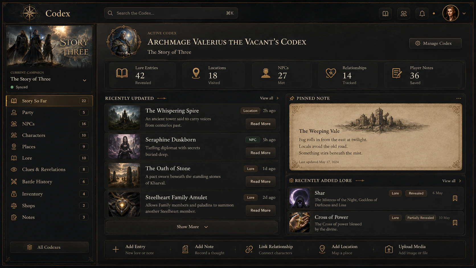 FableRealms Codex player and campaign showcase.
