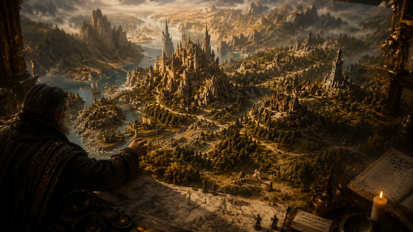 FableRealms Worldbuilder map and scene preparation view.