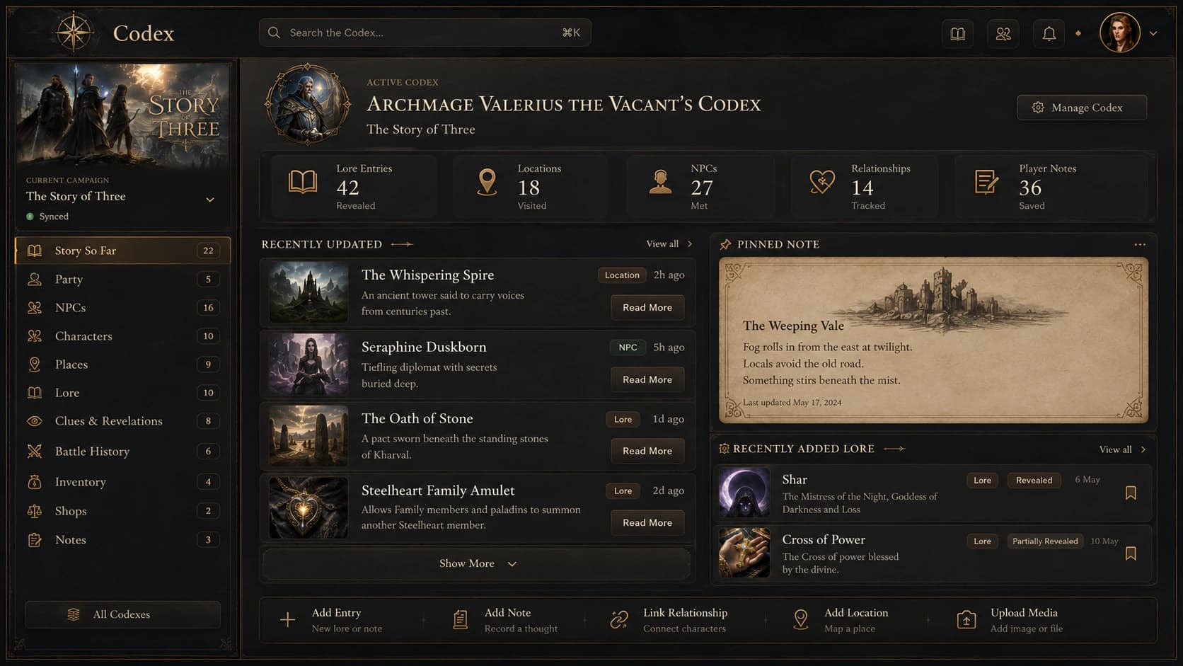 FableRealms Codex player and campaign showcase.