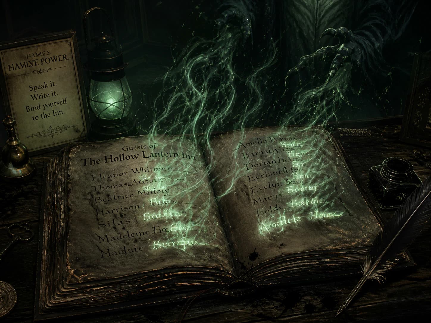 A mysterious guest ledger from The Hollow Lantern Inn.