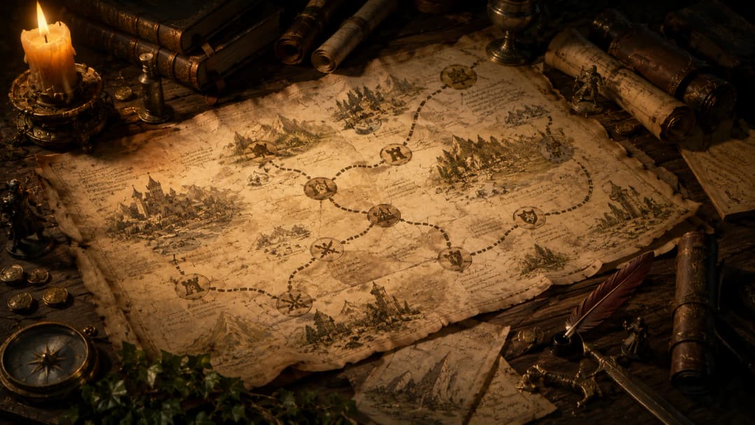 A FableRealms story timeline and campaign arc view.