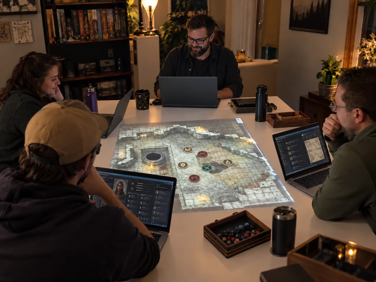 An in person tabletop RPG session