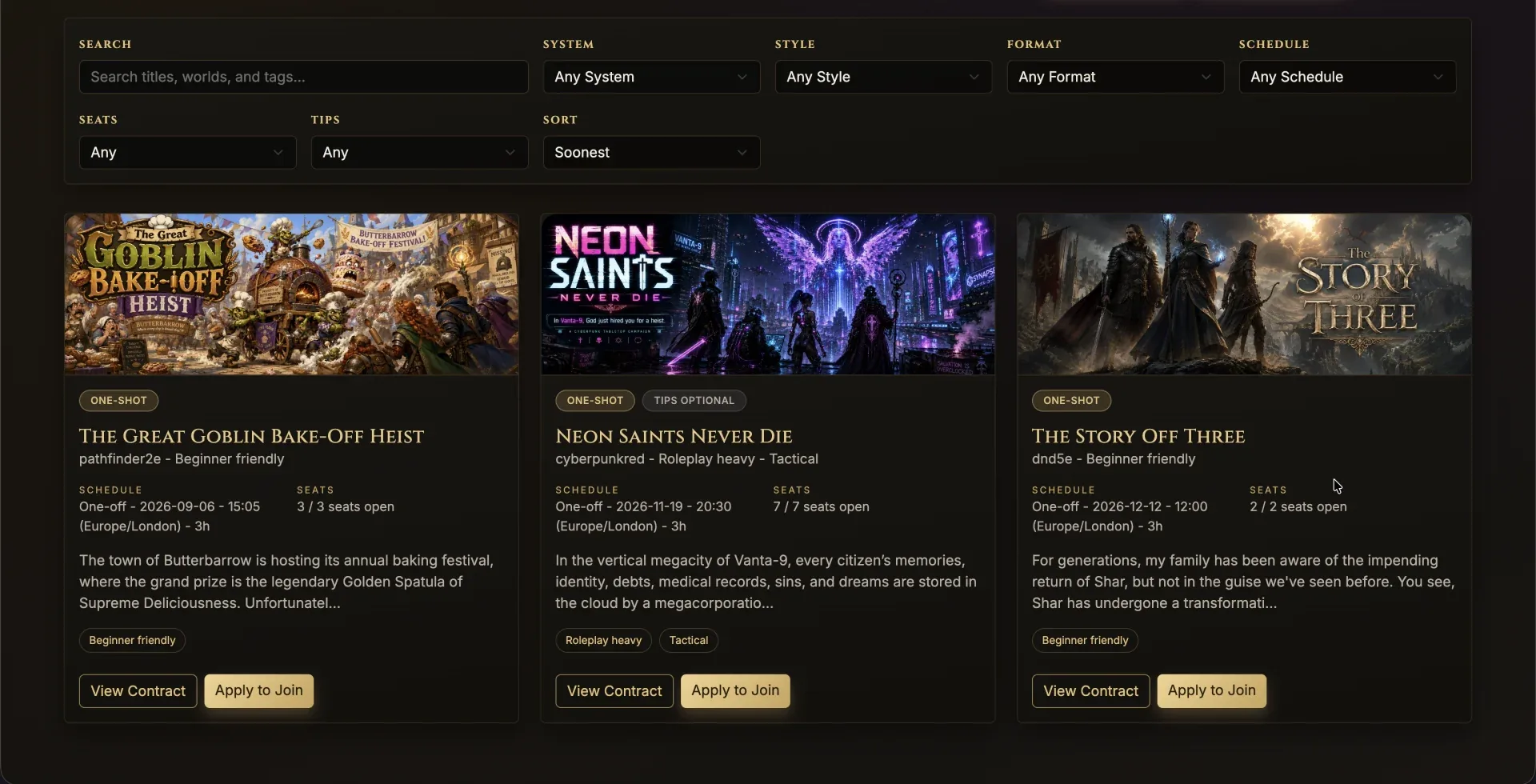 Guildhall campaign contract and player requirements.